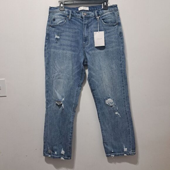 Kancan Distressed Straight Leg Streetwear Boho Jeans Size 31 NWT Lightwash Blue - Picture 14 of 14